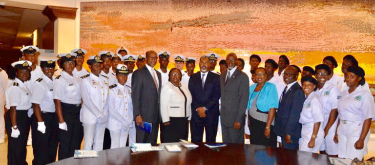 Bahamian cadets with Minister of Transport and BMA representatives